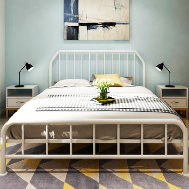 Metal Open-Frame Bed Scooped Solid Color Slat Bed with Custom Gold Leg