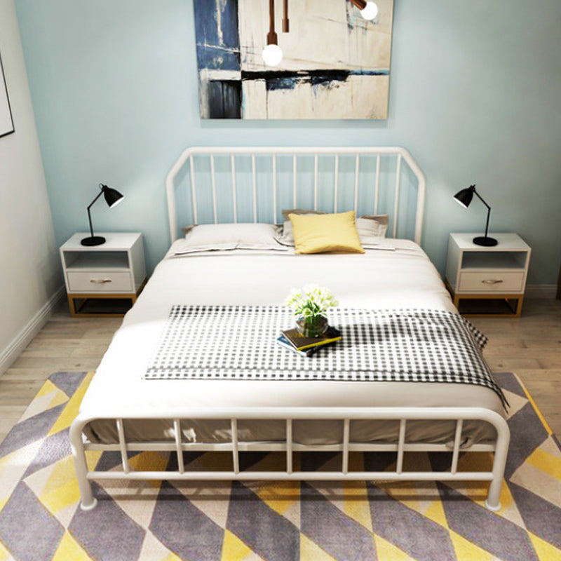 Metal Open-Frame Bed Scooped Solid Color Slat Bed with Custom Gold Leg