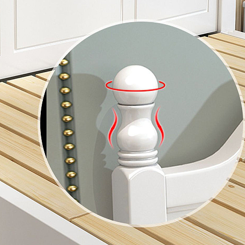 Victorian Style White Standard Bed Pine Wood Bed Frame with Custom Gold Legs