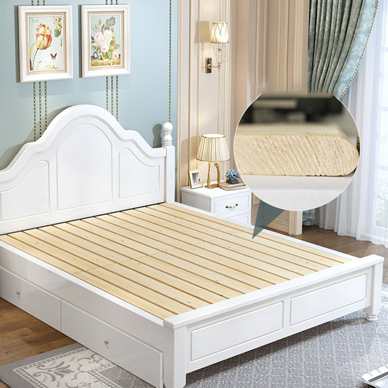 Victorian Style White Standard Bed Pine Wood Bed Frame with Custom Gold Legs