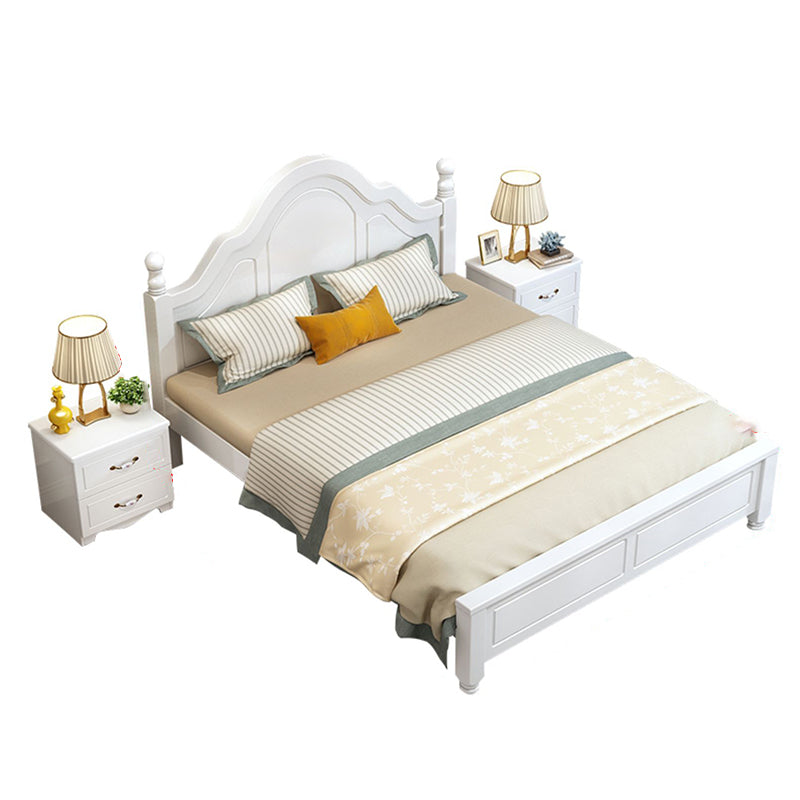 Victorian Style White Standard Bed Pine Wood Bed Frame with Custom Gold Legs