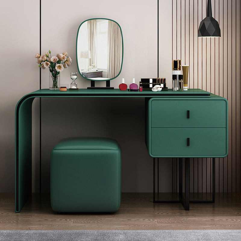 Glam Makeup Dressing Table Leather Make-up Vanity with Double Drawer