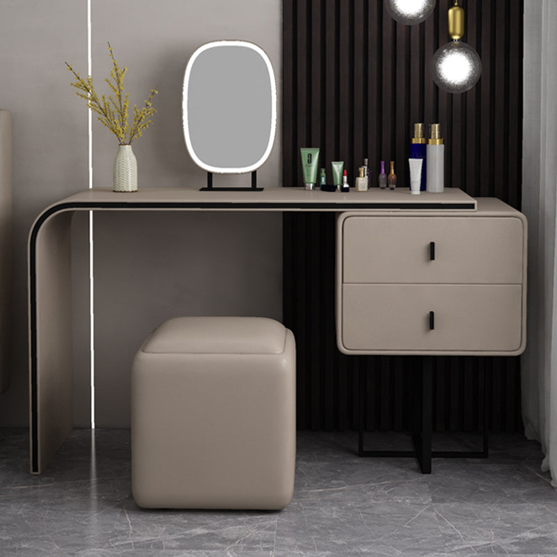 Glam Makeup Dressing Table Leather Make-up Vanity with Double Drawer
