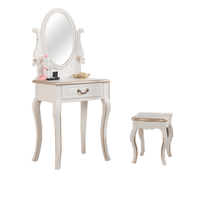 Victorian Make-up Vanity with Drawer and Mirror, Solid Wood Vanity Dressing Table
