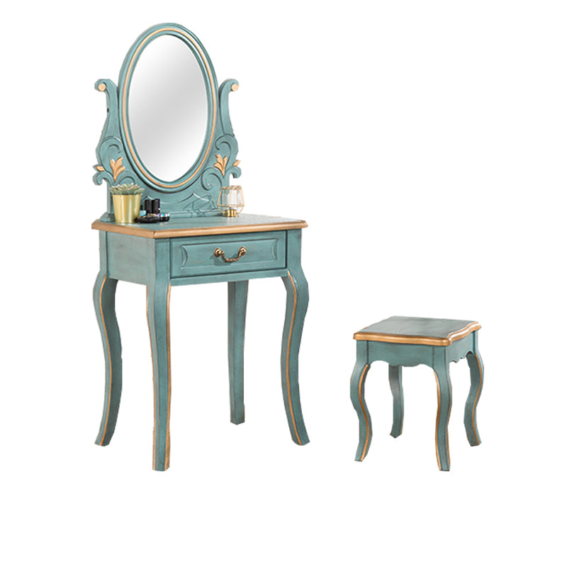 Victorian Make-up Vanity with Drawer and Mirror, Solid Wood Vanity Dressing Table