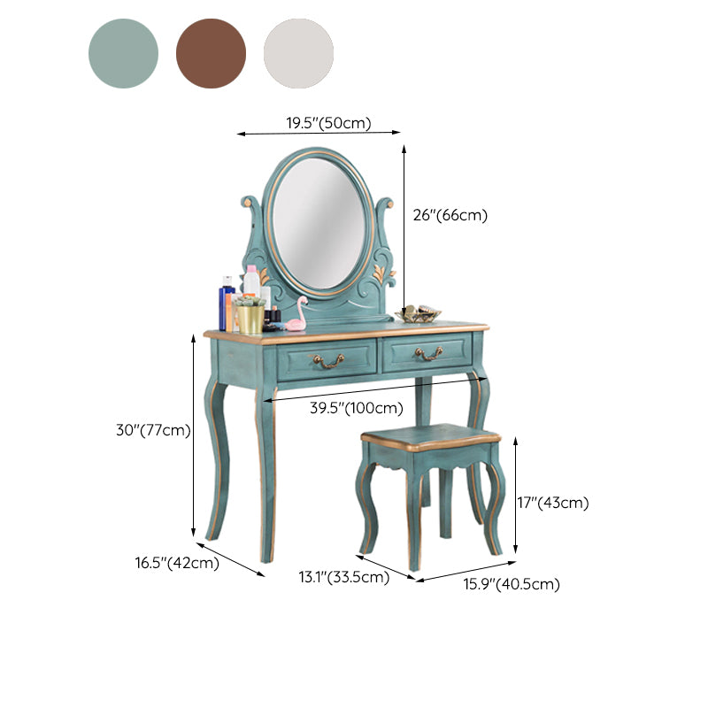 Victorian Make-up Vanity with Drawer and Mirror, Solid Wood Vanity Dressing Table