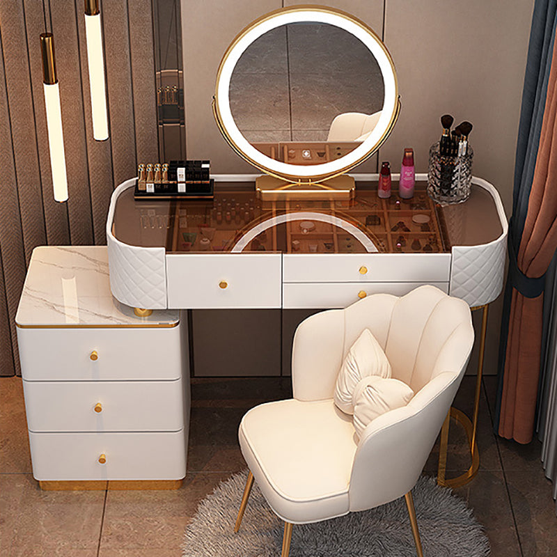 15.74" Wide Vanity Desk with 5/6 Storage Drawers Glam Glass Dresser