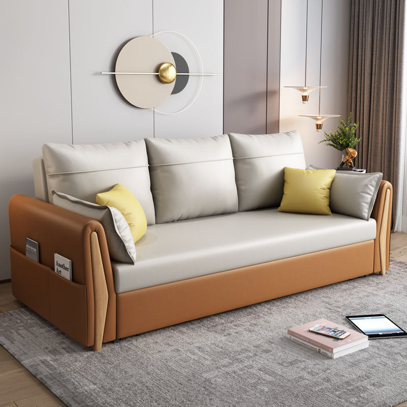 Faux leather Sleeper Sofa 30.70" Wide Scandinavian Sofa Bed with Detachable Mattress