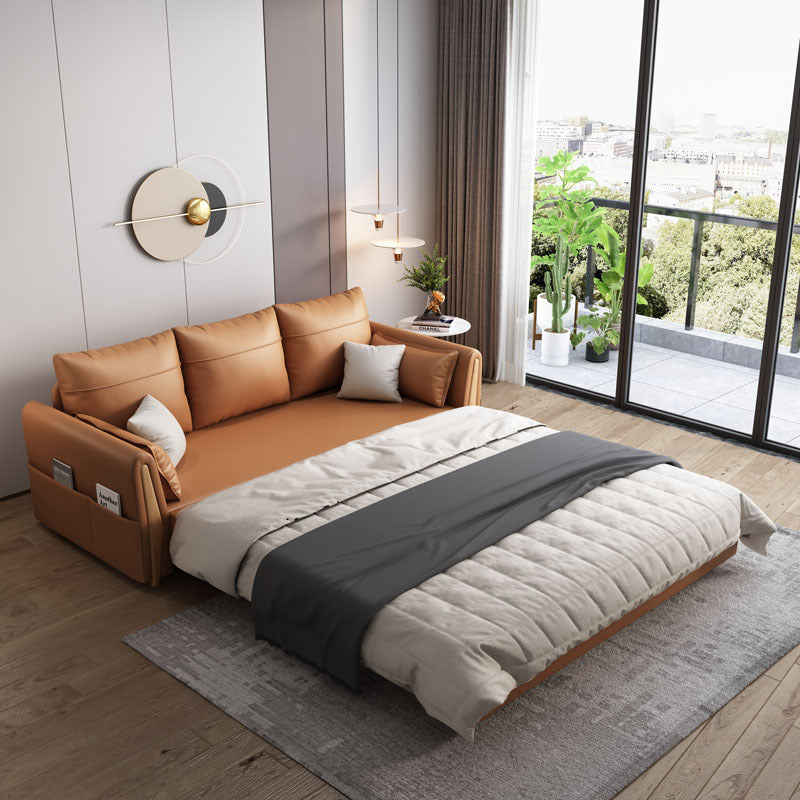 Faux leather Sleeper Sofa 30.70" Wide Scandinavian Sofa Bed with Detachable Mattress