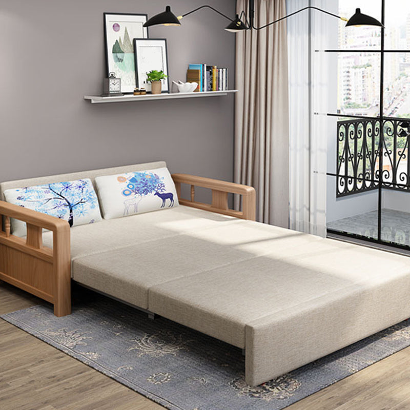 Linen Sleeper Sofa 31.49" Wide Scandinavian Sofa Bed with Upholstered