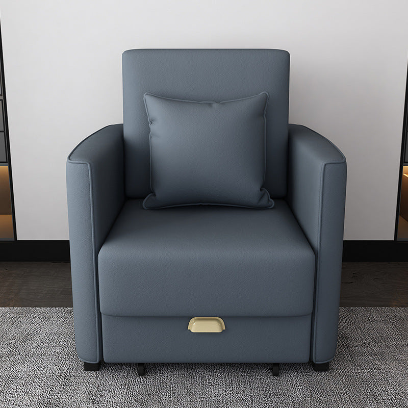 Metal Frame Futon Chairs Faux leather Square Arms Sofa Bed with Upholstered, 31.49" Wide