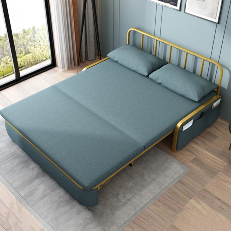 Green Sleeper Sofa Glam Style Foldable Faux leather Sofa Bed