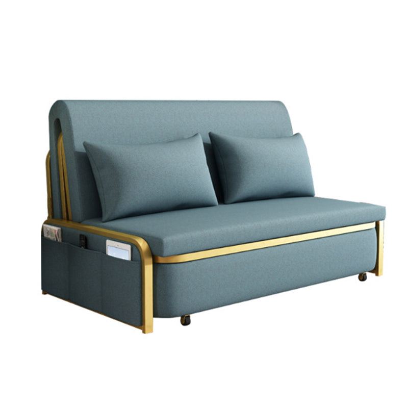 Green Sleeper Sofa Glam Style Foldable Faux leather Sofa Bed