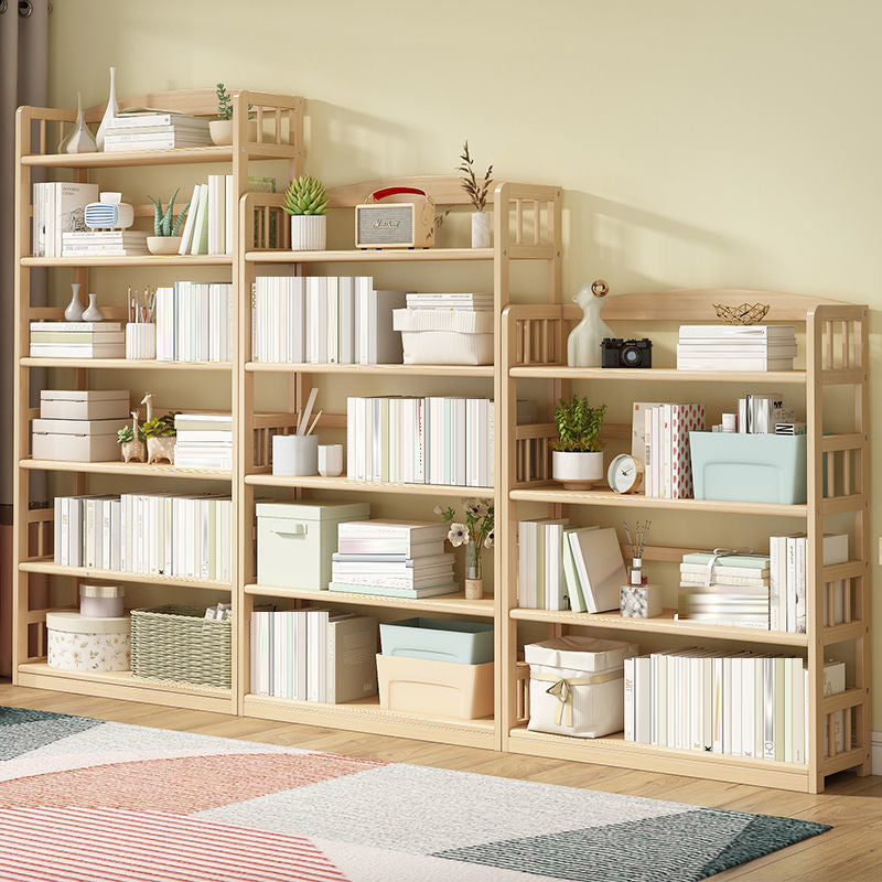Contemporary Open Shelf Bookcase Wood Bookshelf with Shelves for Living Room