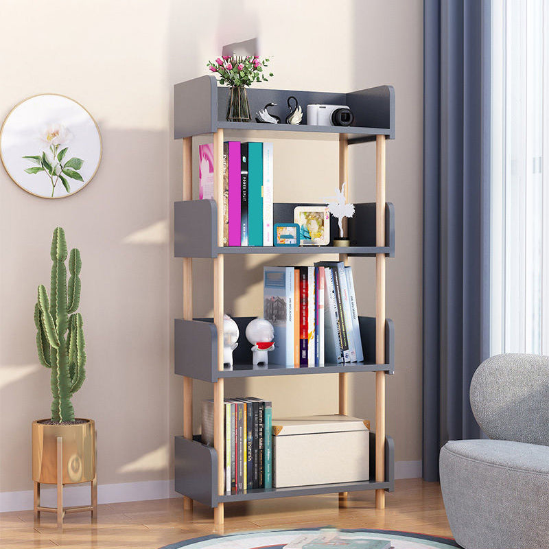 Modern Etagere Shelf Bookcase Engineered Wood Open Bookcase for Study Room