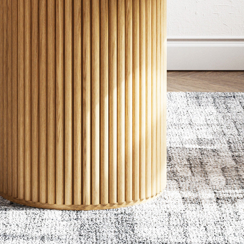 Glam Round Table Sintered Stone Table with Wooden Legs for Home