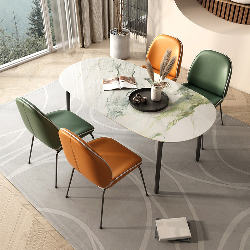 Oval Stone Dining Table Modern Metal Legs Dining Table for Dining Room