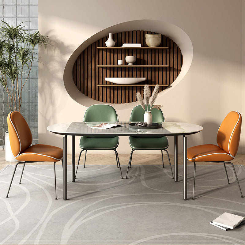 Oval Stone Dining Table Modern Metal Legs Dining Table for Dining Room