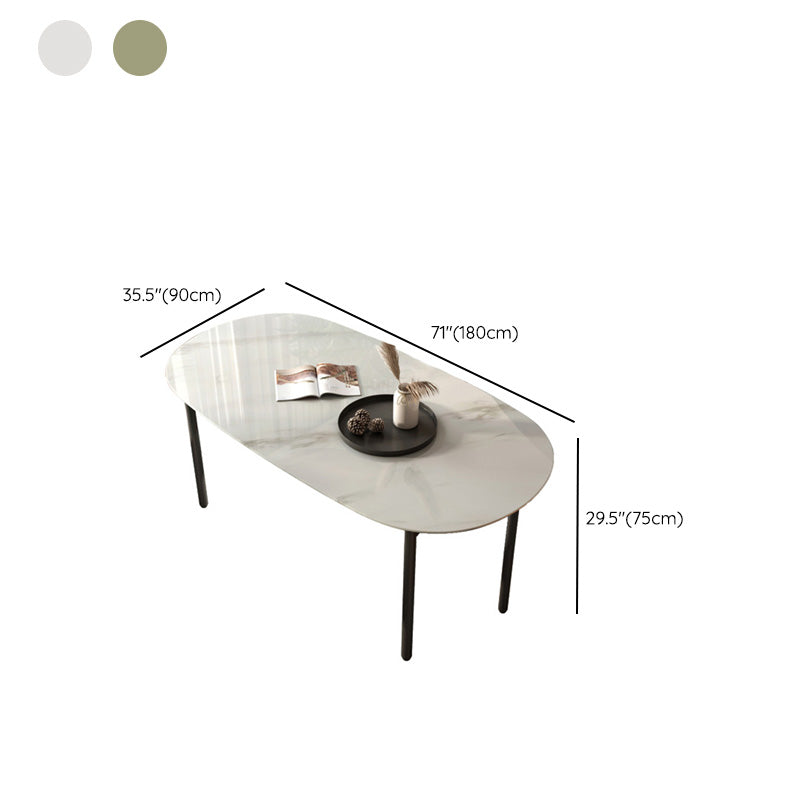 Oval Stone Dining Table Modern Metal Legs Dining Table for Dining Room