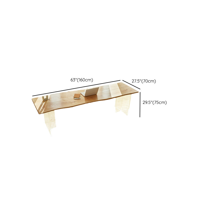 Modern Solid Wood Dining Table Natural Finish Table with Acrylic Base