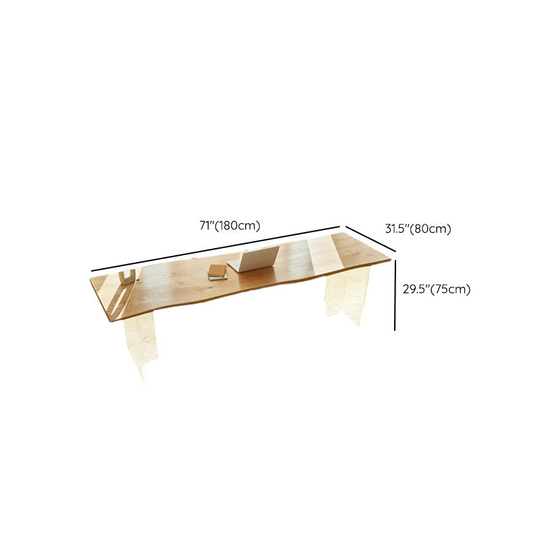 Modern Solid Wood Dining Table Natural Finish Table with Acrylic Base