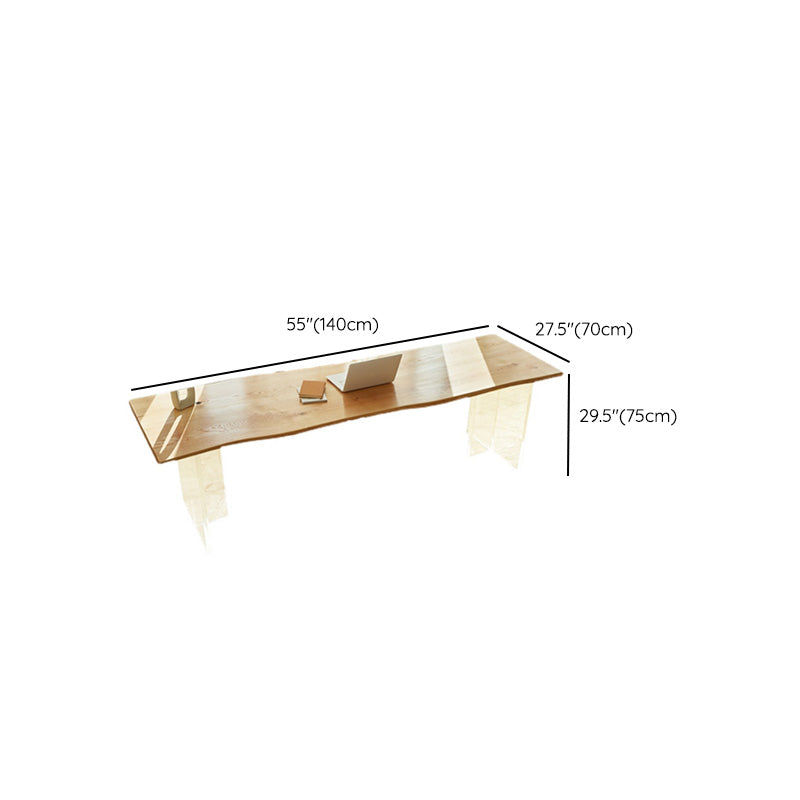 Modern Solid Wood Dining Table Natural Finish Table with Acrylic Base