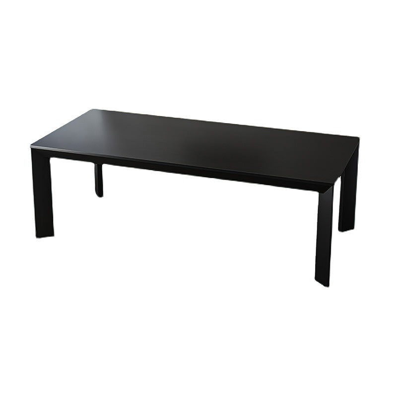 Rectangle Black Base Dining Table Modern Pine Wood Table for Kitchen Living Room