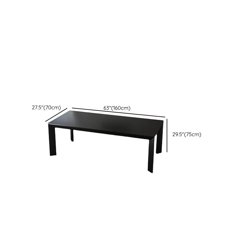 Rectangle Black Base Dining Table Modern Pine Wood Table for Kitchen Living Room