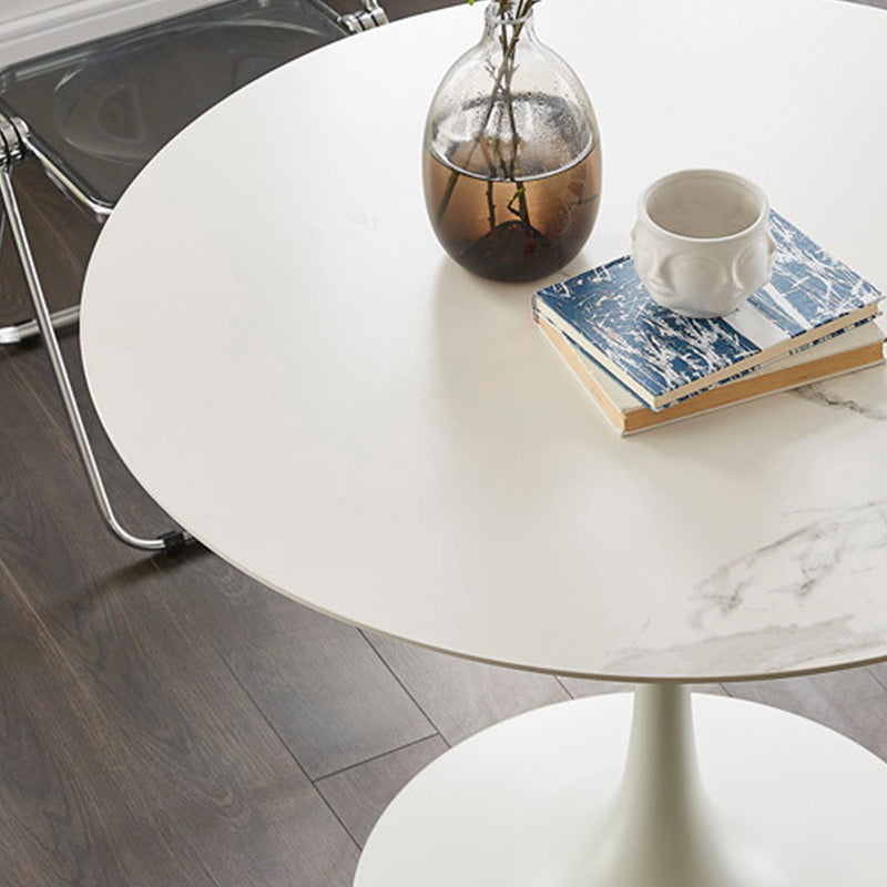 Modern Round Table Sintered Stone Table with Metal Legs for Home