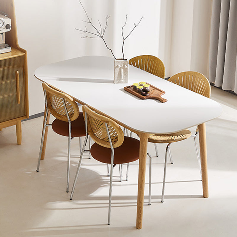 Modern Style Rectangle Table Sintered Stone Table with Wood Legs for Home