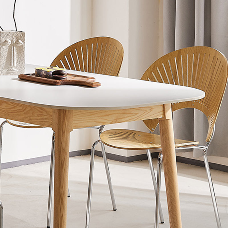 Modern Style Rectangle Table Sintered Stone Table with Wood Legs for Home