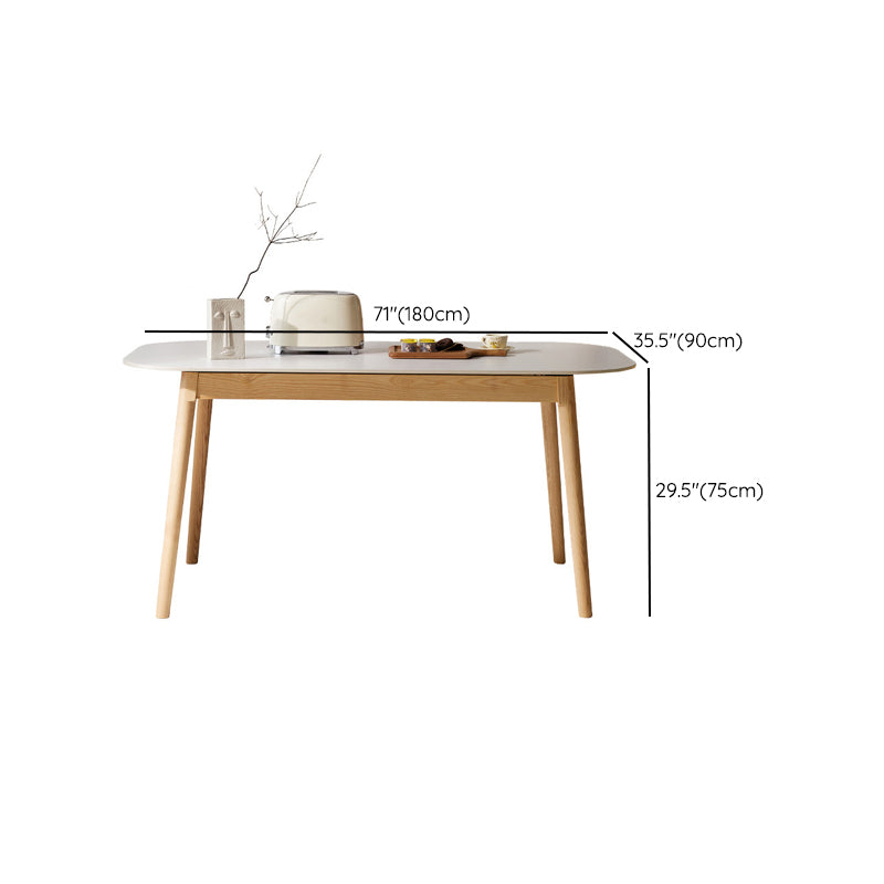 Modern Style Rectangle Table Sintered Stone Table with Wood Legs for Home