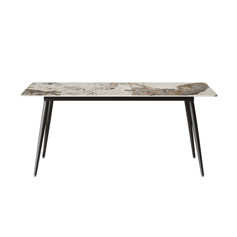 Modern Rectangle Table Sintered Stone Table with Metal Legs for Kitchen