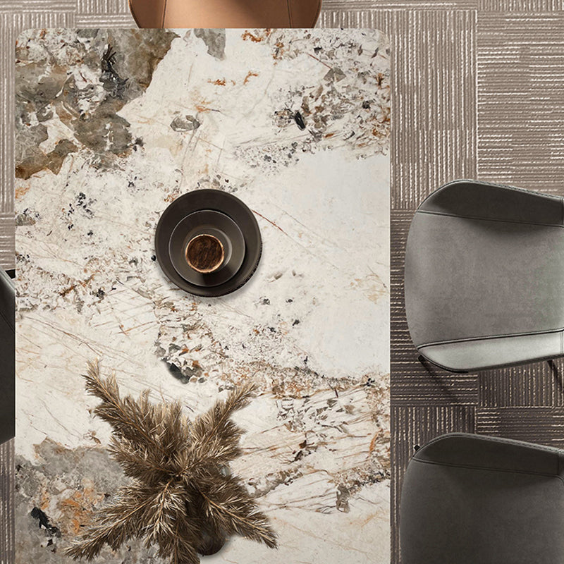 Modern Rectangle Table Sintered Stone Table with Metal Legs for Kitchen