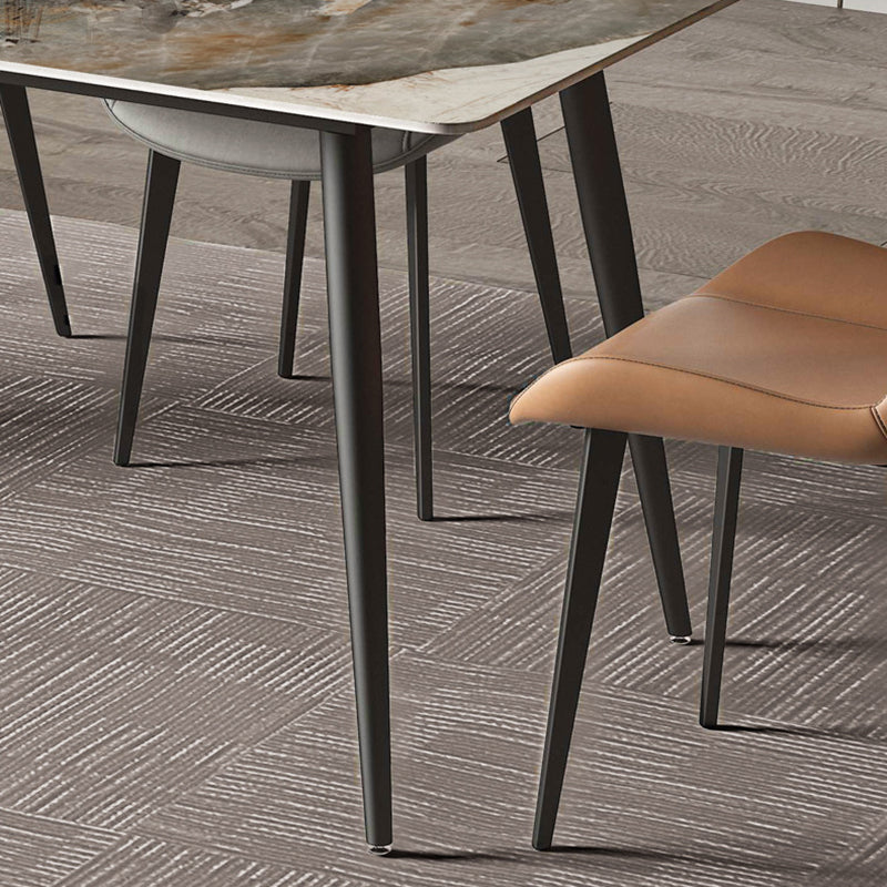 Modern Rectangle Table Sintered Stone Table with Metal Legs for Kitchen