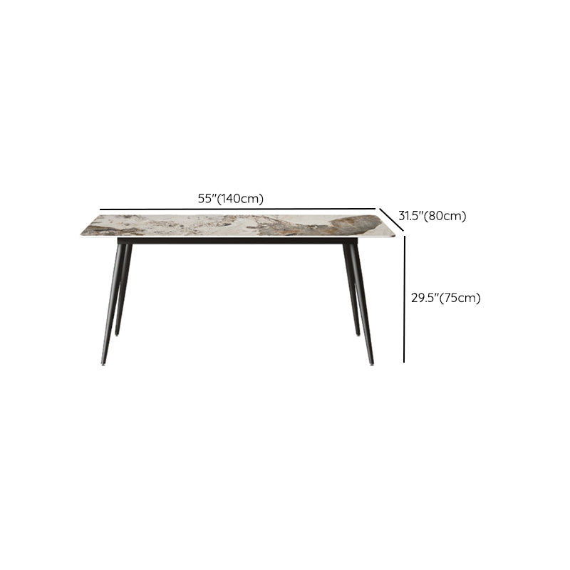 Modern Rectangle Table Sintered Stone Table with Metal Legs for Kitchen