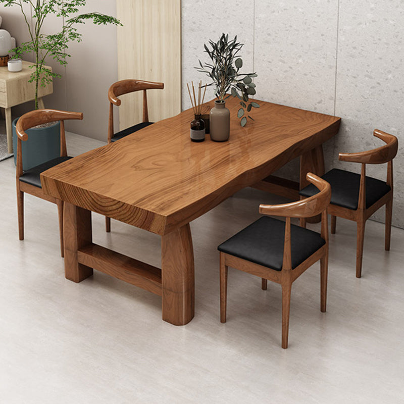 Rectangle Double Pedestal Dining Table Modern Pine Wood Table for Kitchen Use