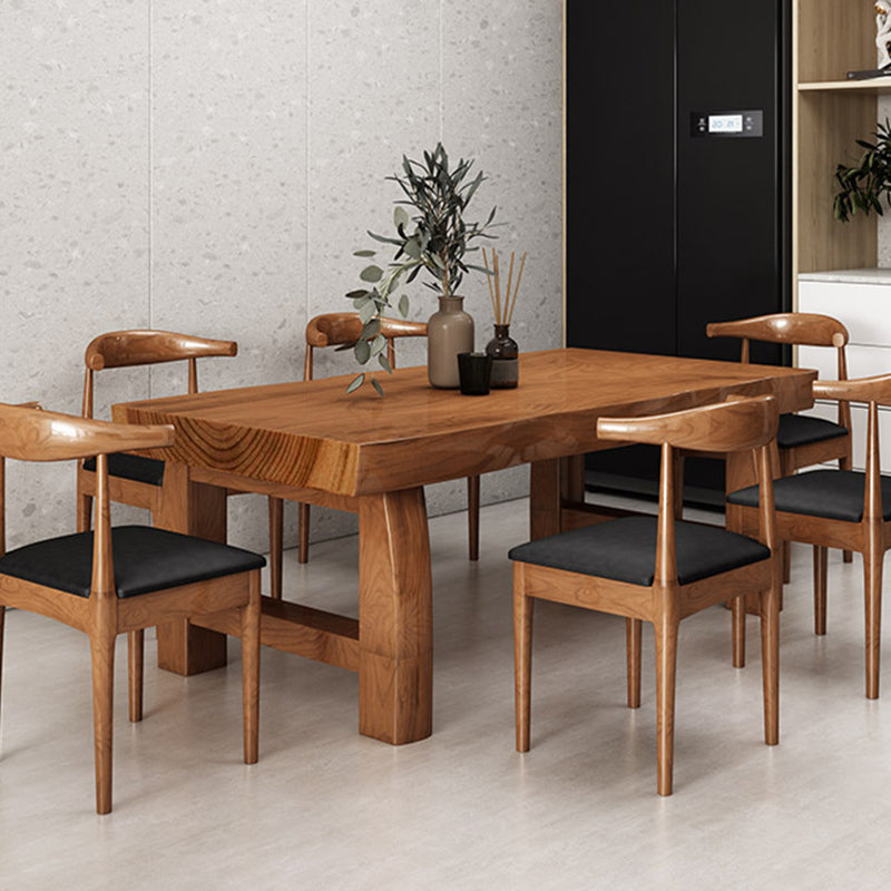 Rectangle Double Pedestal Dining Table Modern Pine Wood Table for Kitchen Use