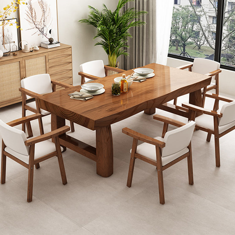 Rectangle Double Pedestal Dining Table Modern Pine Wood Table for Kitchen Use