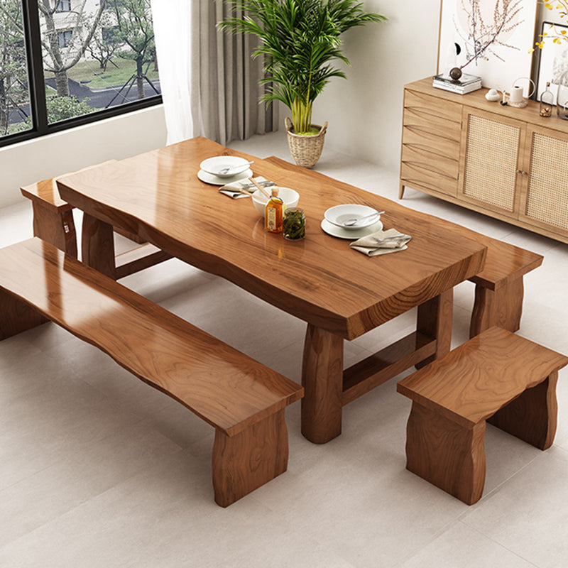 Rectangle Double Pedestal Dining Table Modern Pine Wood Table for Kitchen Use