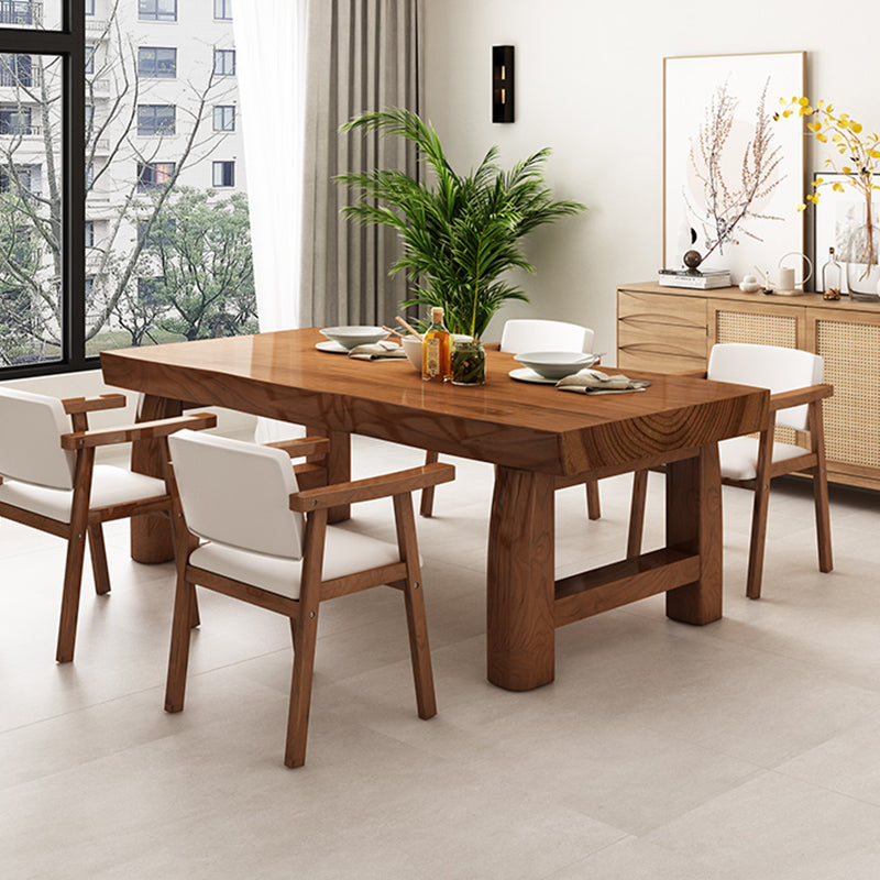 Rectangle Double Pedestal Dining Table Modern Pine Wood Table for Kitchen Use