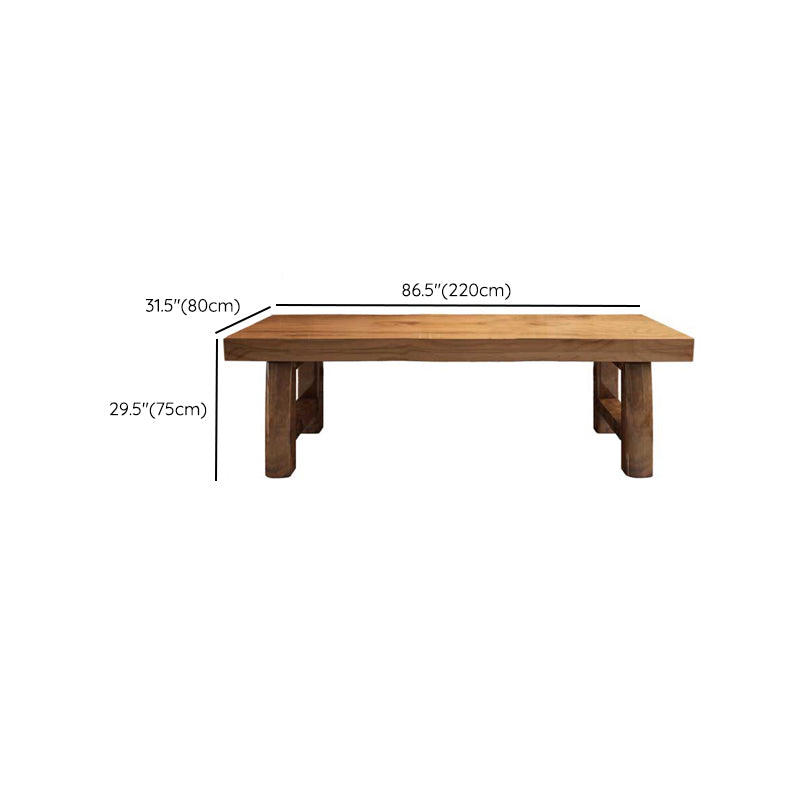 Rectangle Double Pedestal Dining Table Modern Pine Wood Table for Kitchen Use