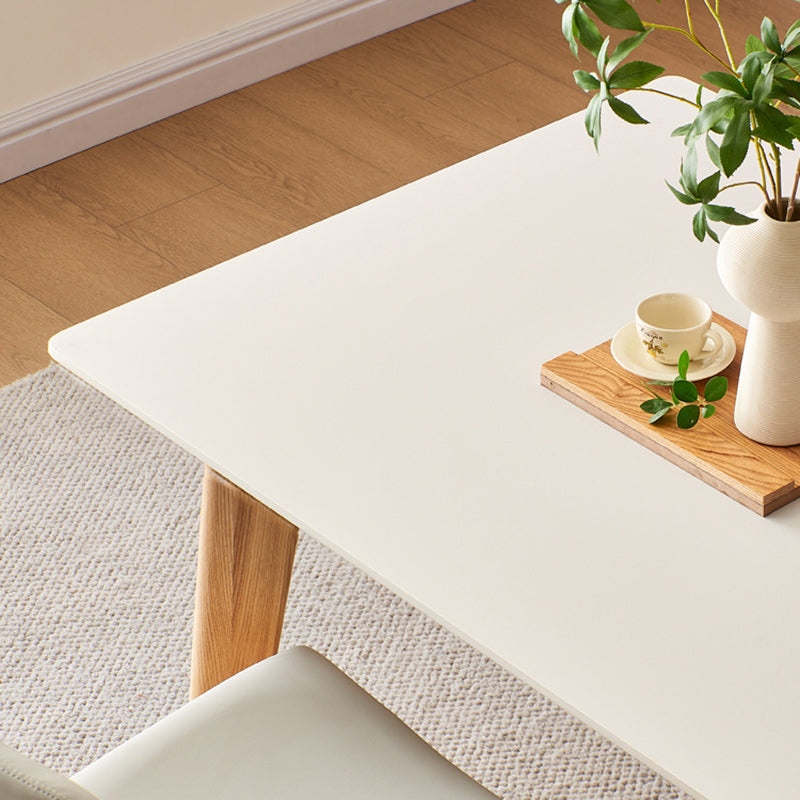 Modern Style Rectangle Table Sintered Stone Table with Wood Legs for Kitchen
