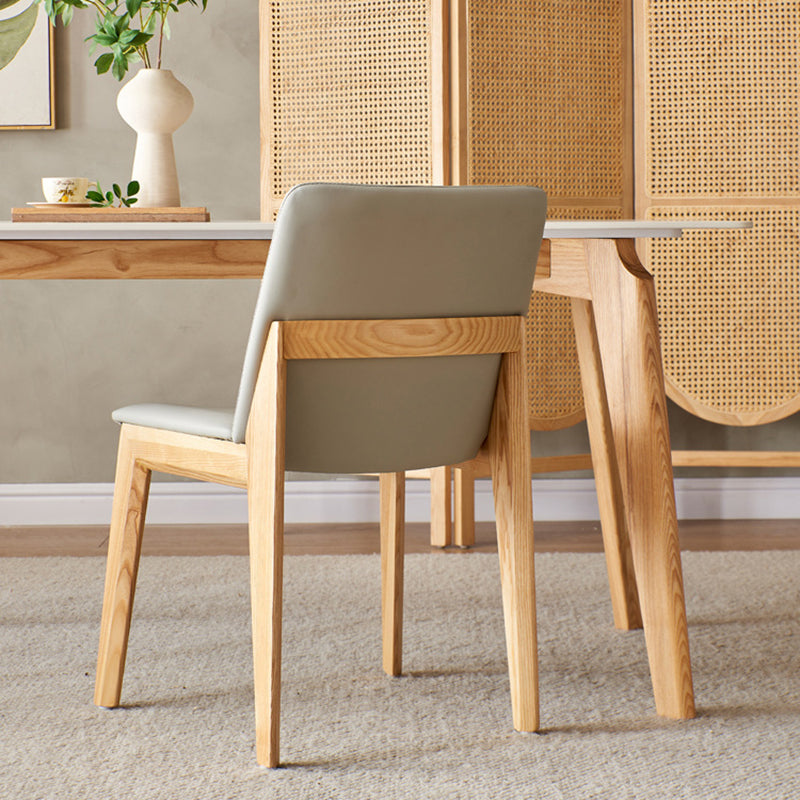 Modern Style Rectangle Table Sintered Stone Table with Wood Legs for Kitchen