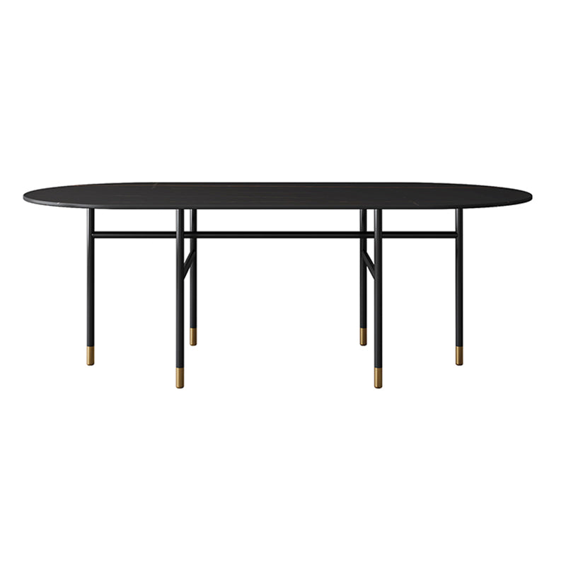 Contemporary Oval Dining Table Stone Dining Table with Iron Base