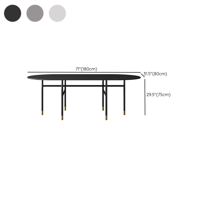 Contemporary Oval Dining Table Stone Dining Table with Iron Base