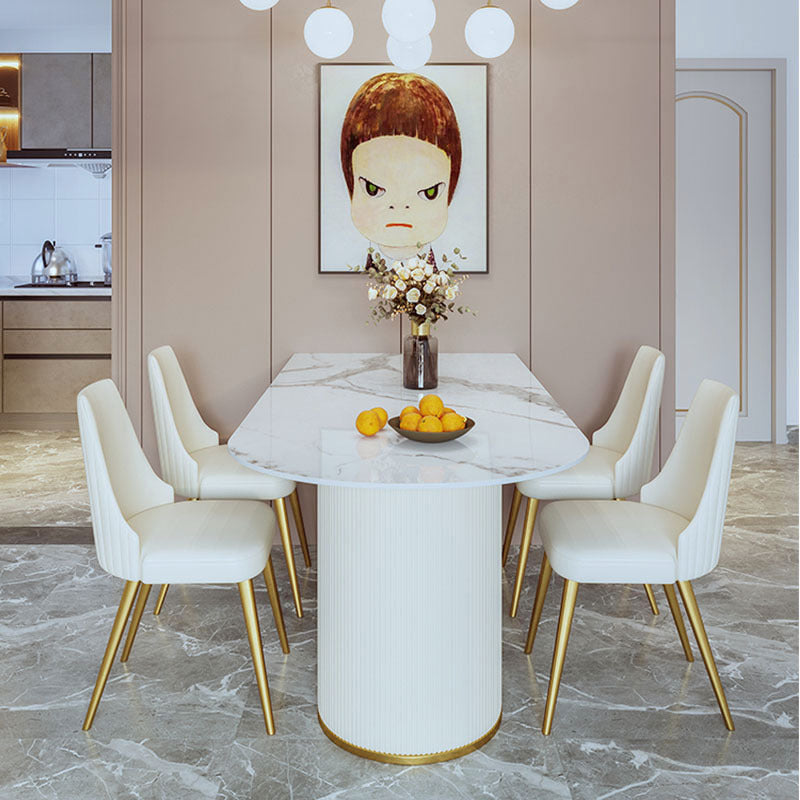 Modern Double Pedestal Dining Table Stone Table for Living Room