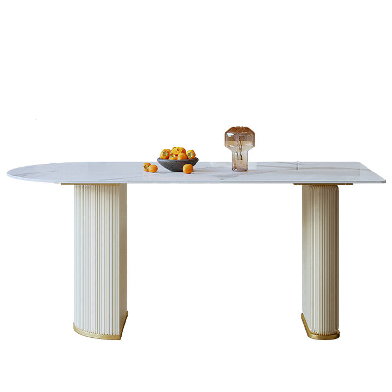 Modern Double Pedestal Dining Table Stone Table for Living Room