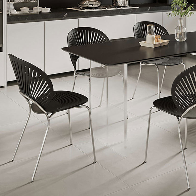 Contemporary Rectangle Table Sintered Stone Table with Acrylic Legs for Kitchen