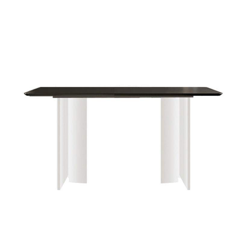 Contemporary Rectangle Table Sintered Stone Table with Acrylic Legs for Kitchen